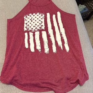 Women's Red Sleeveless Top with White Graphic